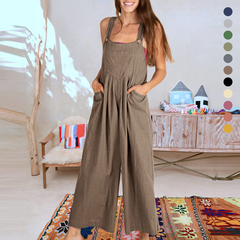 Women's Sleeveless Jumpsuit with Wide-Leg Pants – Casual and Chic