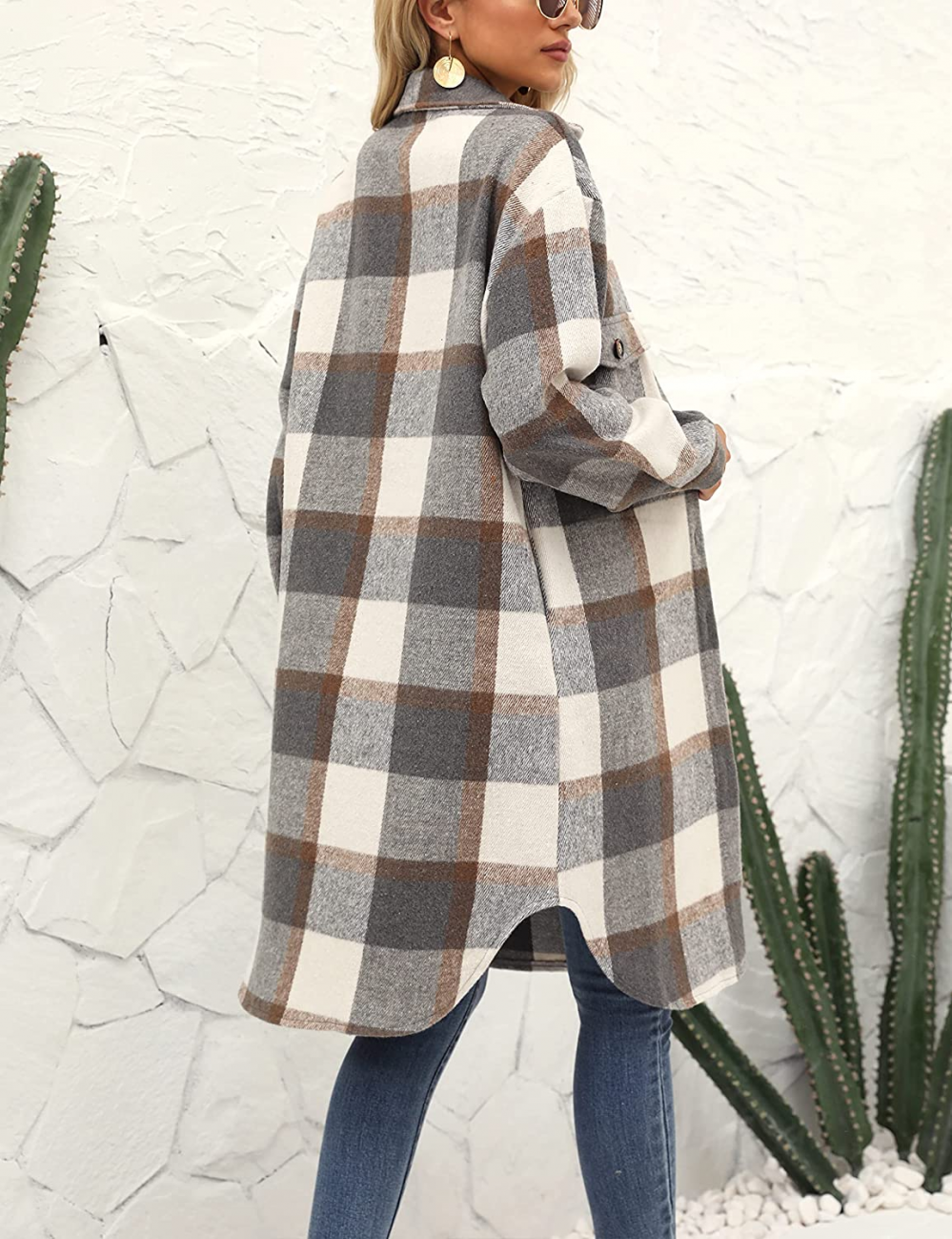 Joanne Wool Coat | Long & Stylish Plaid Winter Jacket