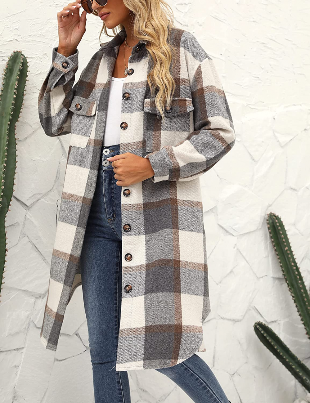 Joanne Wool Coat | Long & Stylish Plaid Winter Jacket