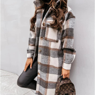 Joanne Wool Coat | Long & Stylish Plaid Winter Jacket