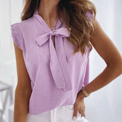 Ria Ruffle Top | Romantic Women's Blouse with Bow Tie and Ruffle Sleeves