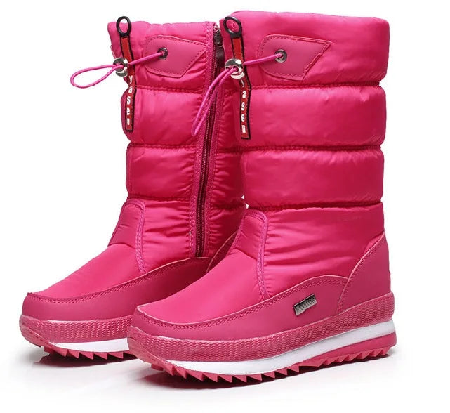 Women's Thermal Snow Boots - Waterproof Winter Boots with Faux Fur Lining and Anti-Slip Sole