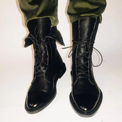 Harper™ | Classic Mid-Calf Leather Lace-Up Boots