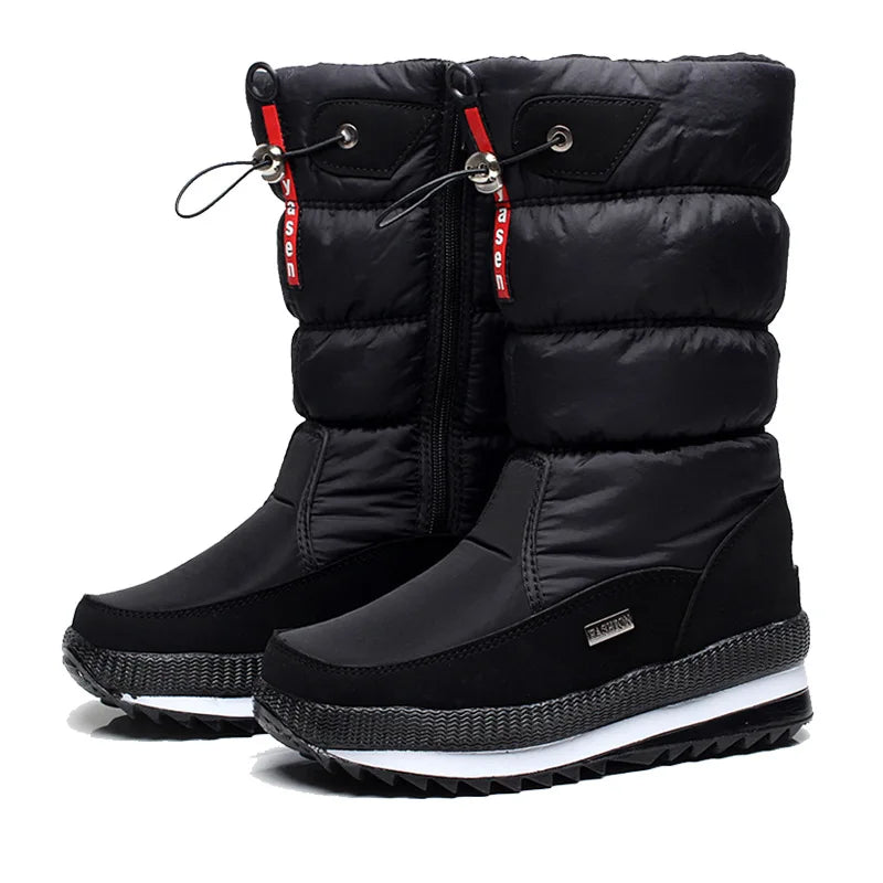 Women's Thermal Snow Boots - Waterproof Winter Boots with Faux Fur Lining and Anti-Slip Sole