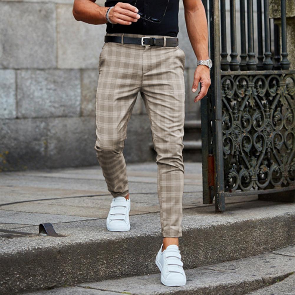 Stylish Plaid Chino Pants for Men