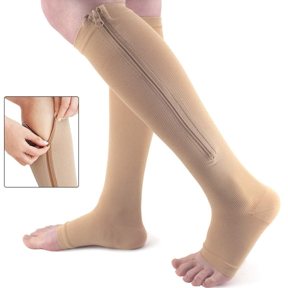 Support Compression Stockings with Zipper | Easy-to-Wear Support for Better Circulation