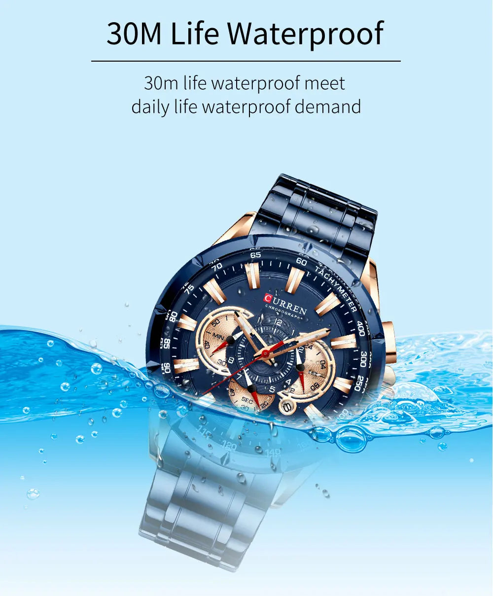 CURREN Luxury Quartz Watch | Water-Resistant with Stainless Steel Band