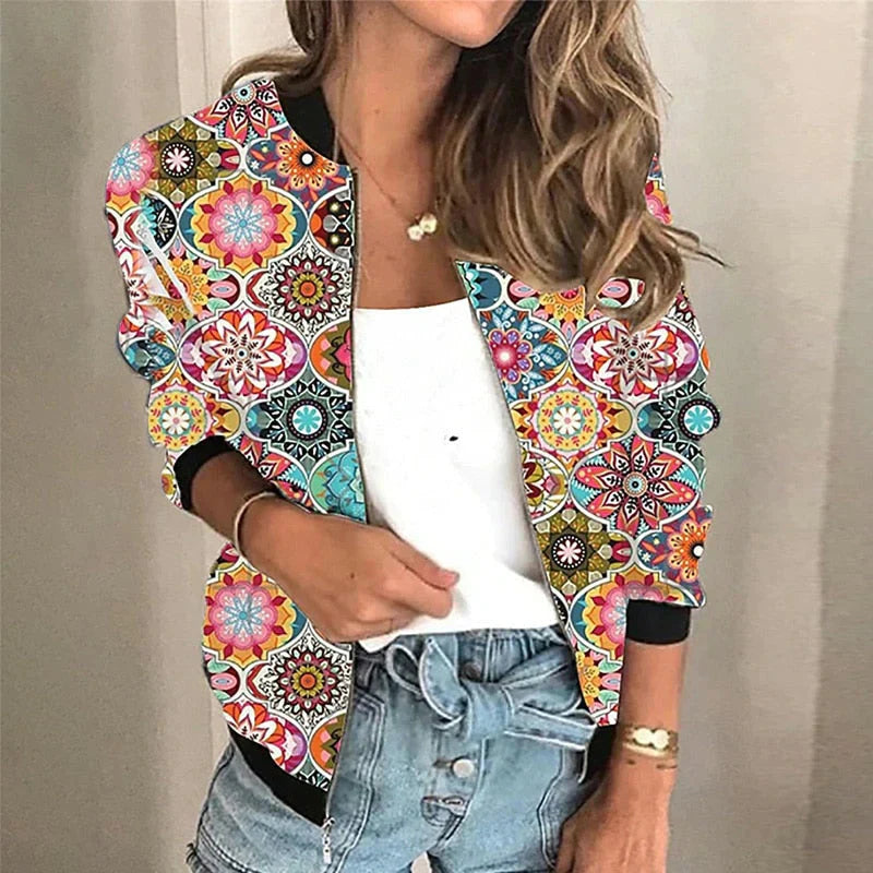 Lina Printed Bomber Jacket | Vintage & Casual Style