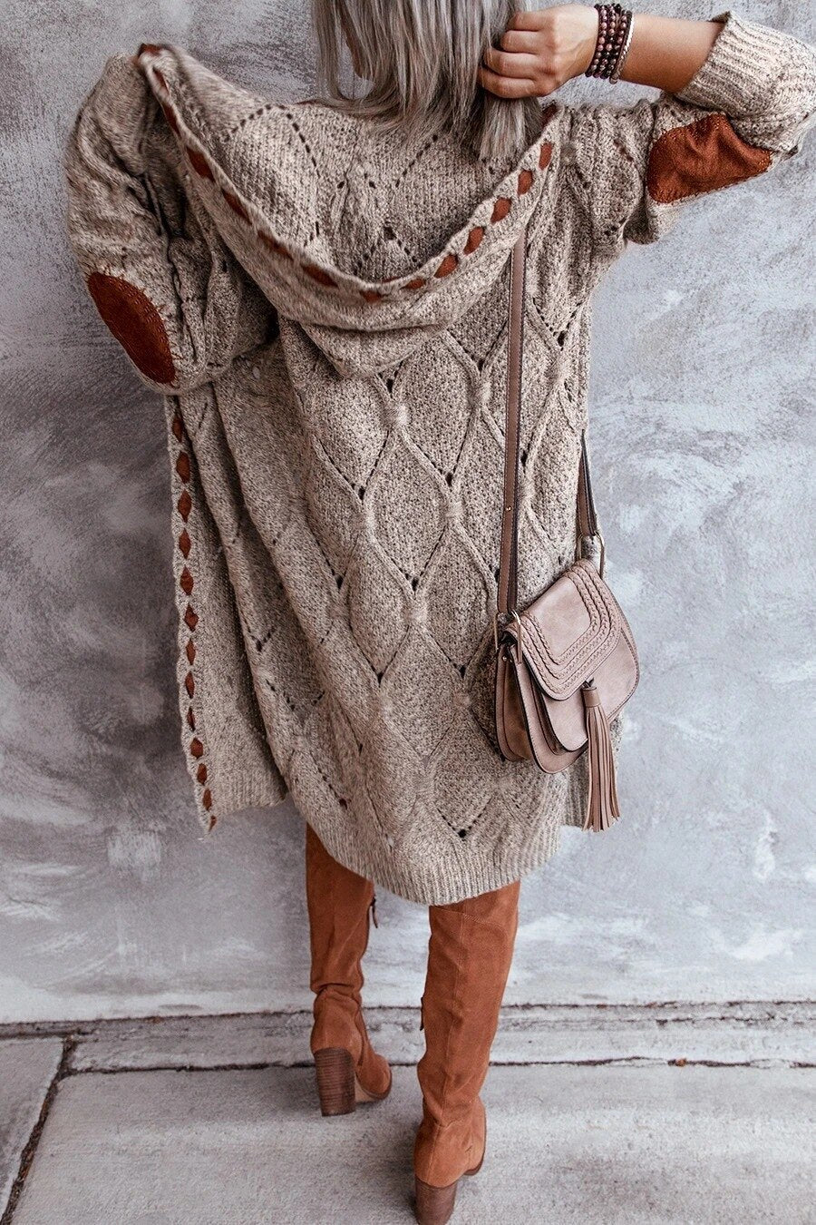 Evelyn | Stylish Long Knitted Cardigan - Cozy with Hood