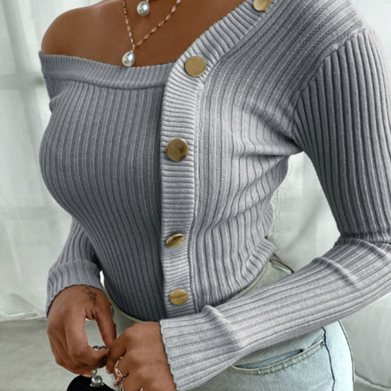 Gina Knitted Long-Sleeve Top | A Stylish & Warm Fitted Top for Any Occasion