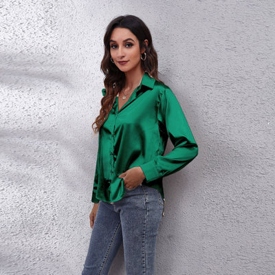 Shila Satin Blouse | Elegant Long-Sleeve Women’s Top