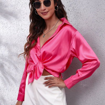 Shila Satin Blouse | Elegant Long-Sleeve Women’s Top