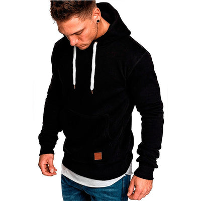 Casual Men's Hoodie – With Kangaroo Pocket and White Drawstring