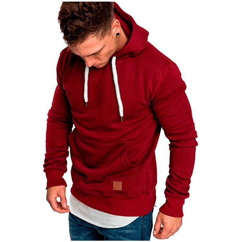 Casual Men's Hoodie – With Kangaroo Pocket and White Drawstring