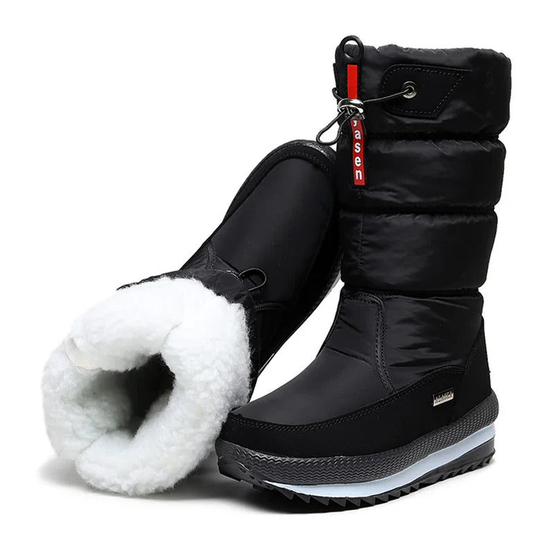 Women's Thermal Snow Boots - Waterproof Winter Boots with Faux Fur Lining and Anti-Slip Sole