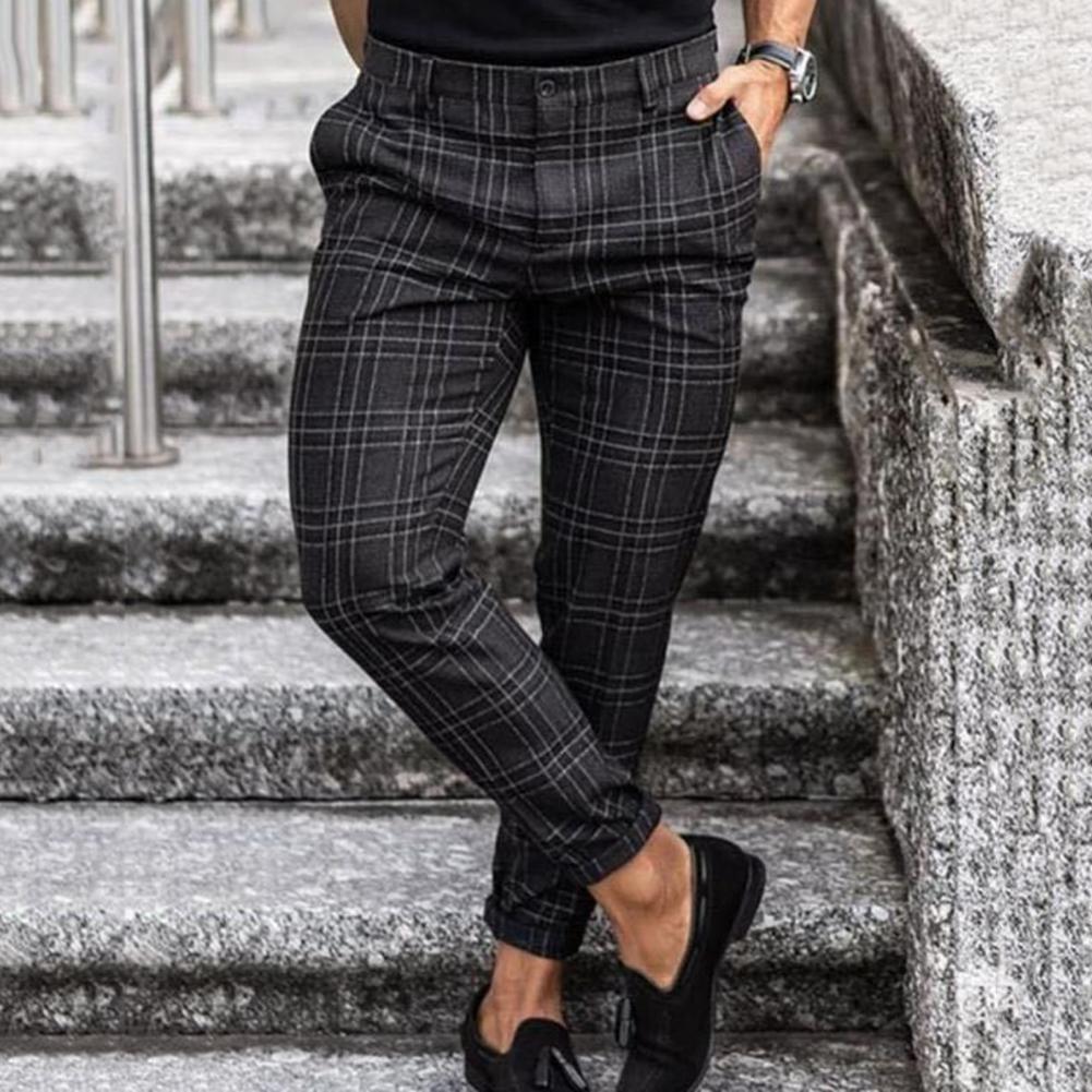 Stylish Plaid Chino Pants for Men