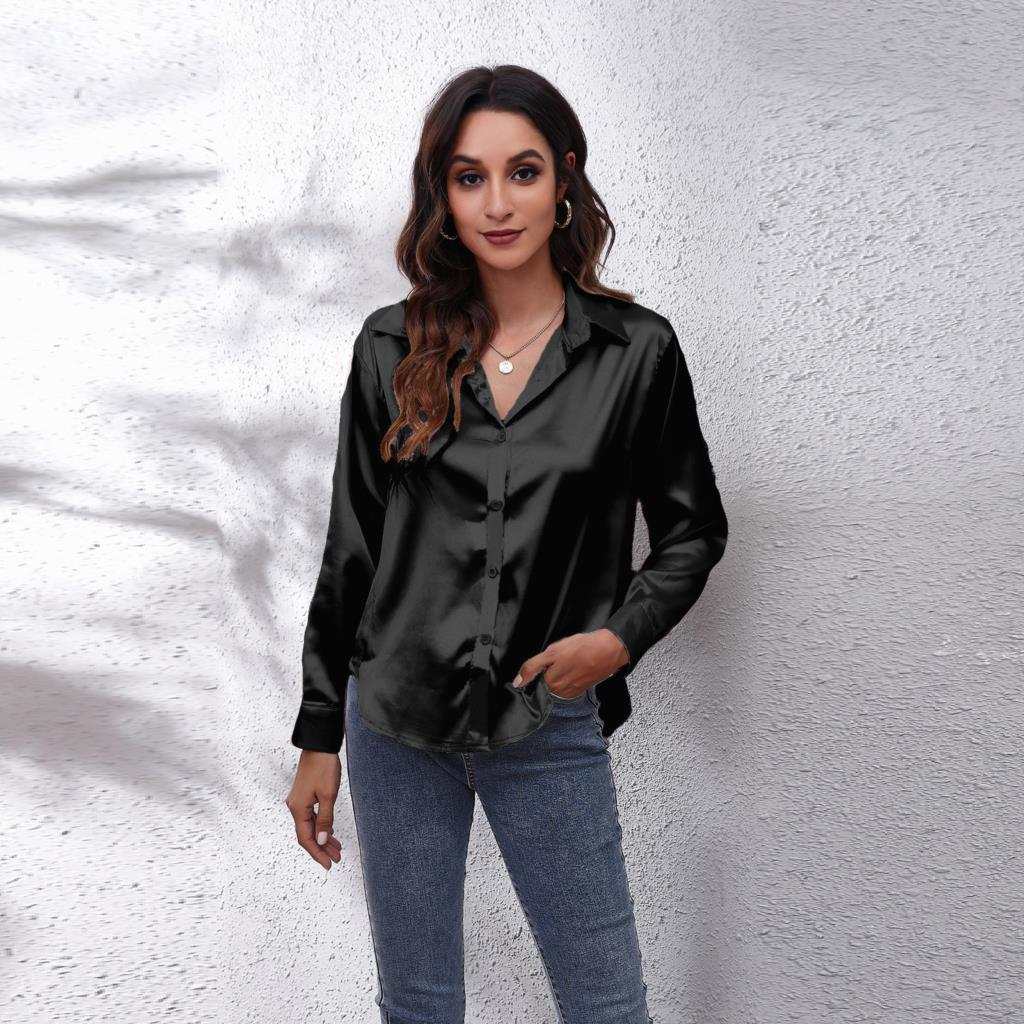 Shila Satin Blouse | Elegant Long-Sleeve Women’s Top