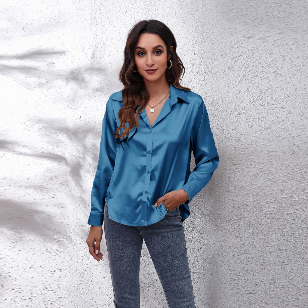 Shila Satin Blouse | Elegant Long-Sleeve Women’s Top