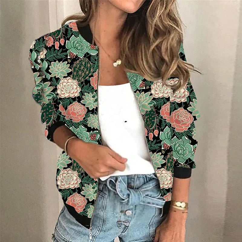 Lina Printed Bomber Jacket | Vintage & Casual Style