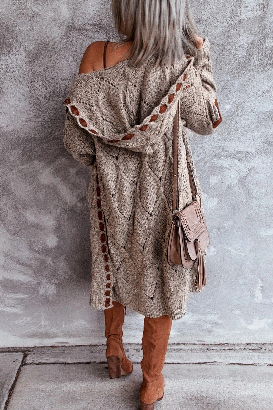 Evelyn | Stylish Long Knitted Cardigan - Cozy with Hood