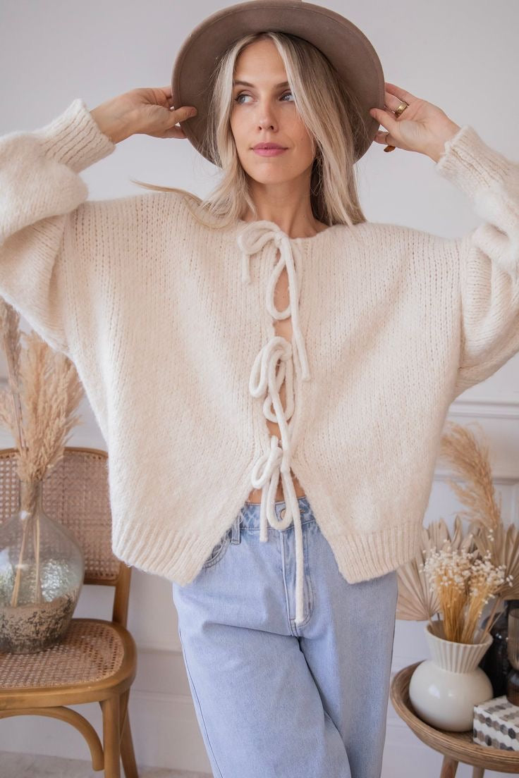 Lily™ Bow Cardigan | Chic and Feminine Knitted Layer