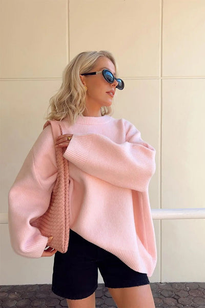 Joan™ Loose-Fit Knitted Pink Sweater | Cozy and Stylish for Everyday Wear