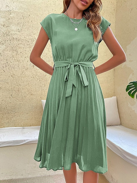 ALIA™ | Women's Knee-Length Summer Dress with Bow Belt