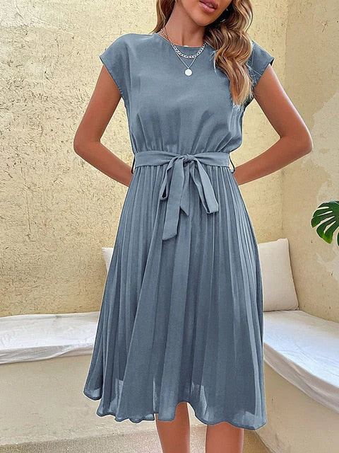 ALIA™ | Women's Knee-Length Summer Dress with Bow Belt