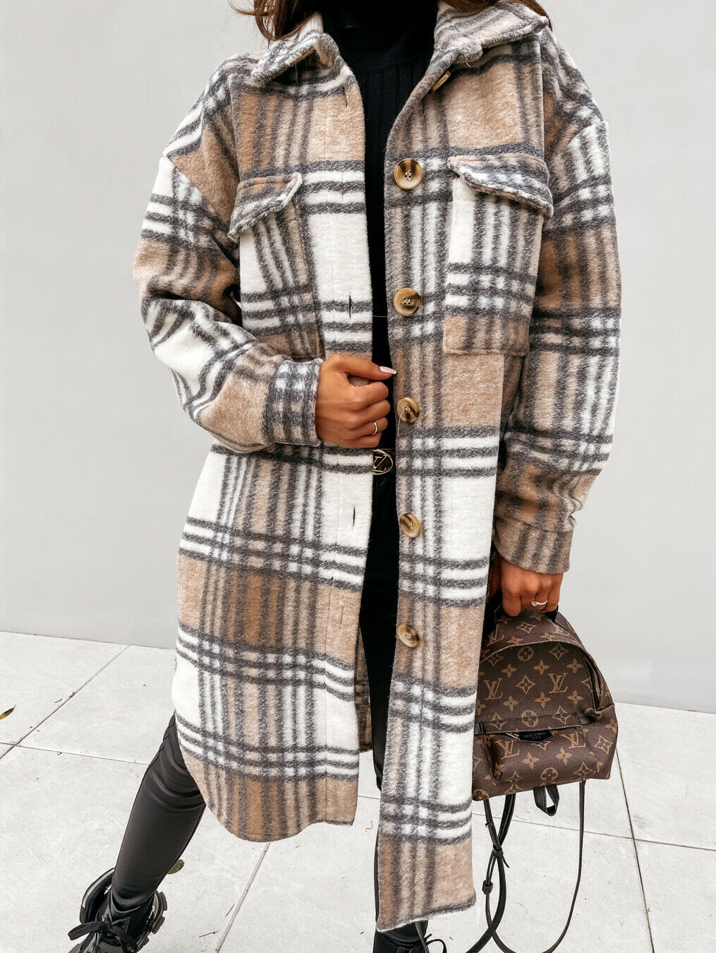 Joanne Wool Coat | Long & Stylish Plaid Winter Jacket