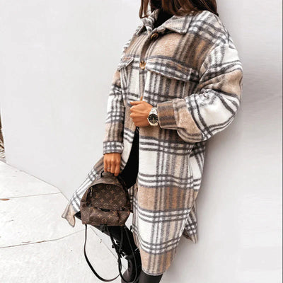 Joanne Wool Coat | Long & Stylish Plaid Winter Jacket