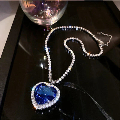 Blue Heart Crystal Necklace | Elegant & Timeless Jewelry Piece