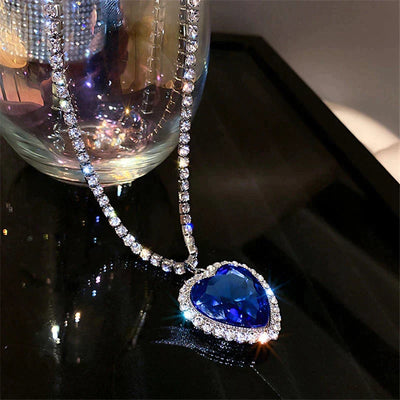 Blue Heart Crystal Necklace | Elegant & Timeless Jewelry Piece