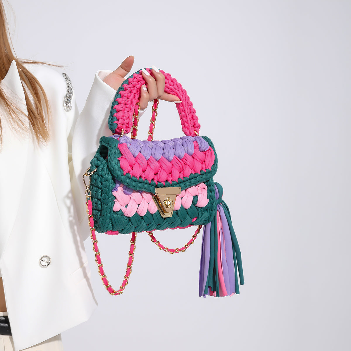 Colorful Rainbow - Crochet Handbag