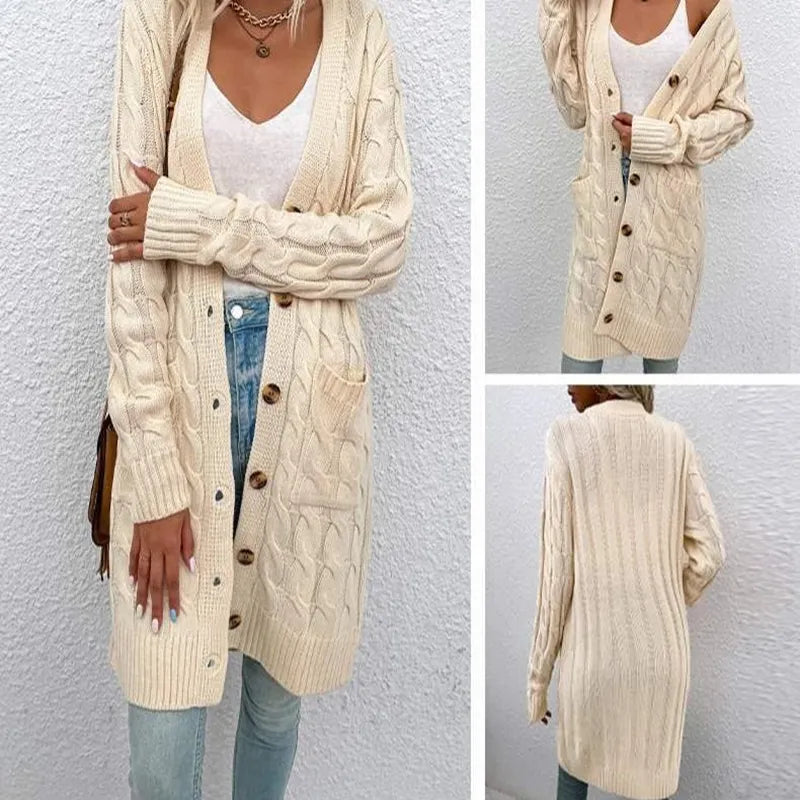 Juliette Long Cardigan | Twisted Knit Design & Stylish Comfort