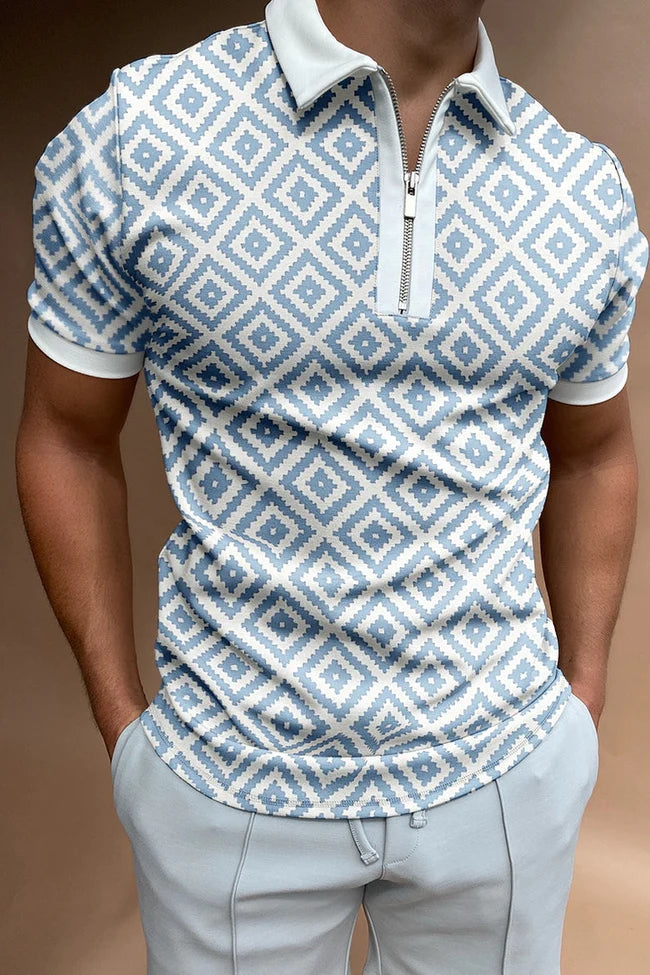 Geometric Summer Polo Shirt