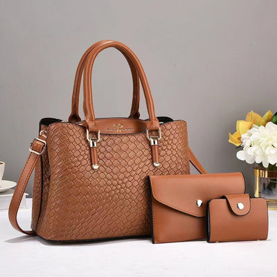 Woven Texture 3-Piece Set | Large Capacity Shoulder Bag Combination