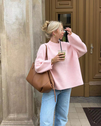 Joan™ Loose-Fit Knitted Pink Sweater | Cozy and Stylish for Everyday Wear