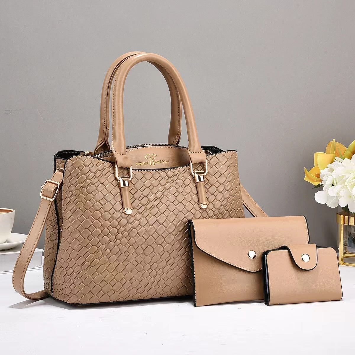 Woven Texture 3-Piece Set | Large Capacity Shoulder Bag Combination