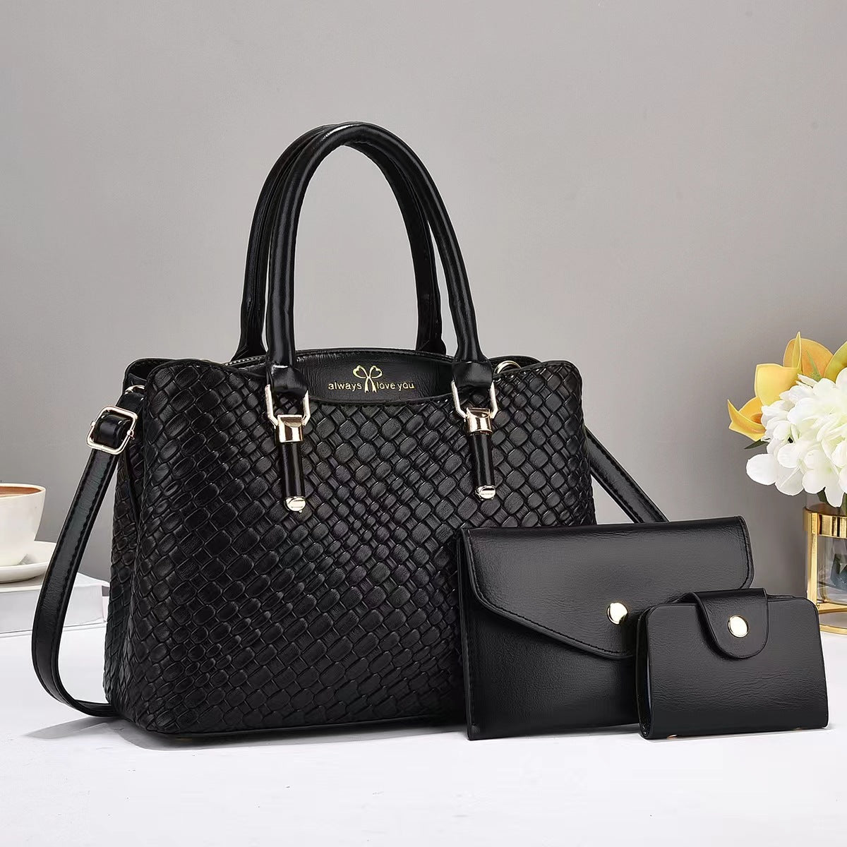 Woven Texture 3-Piece Set | Large Capacity Shoulder Bag Combination