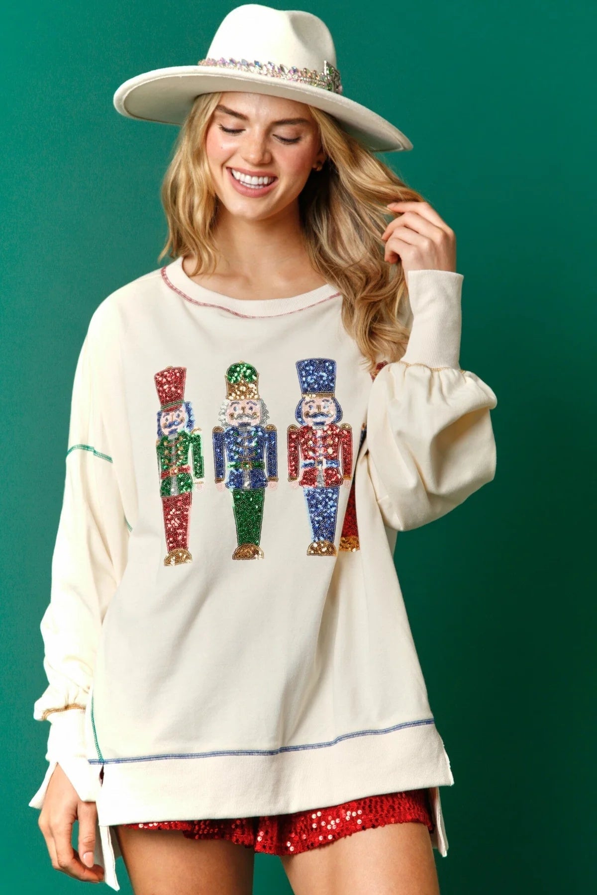 Sequin Nutcracker Sweatshirt | Festive & Cozy Holiday Fashion