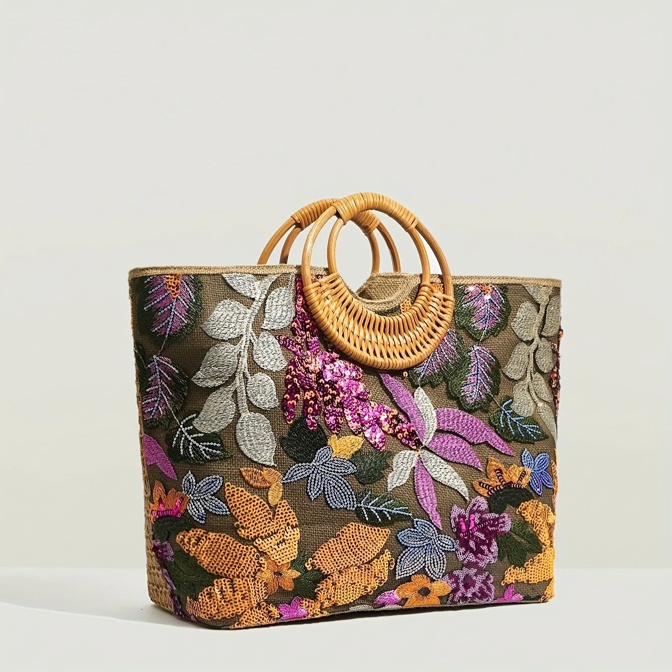 Sequin Flower Handle Bag