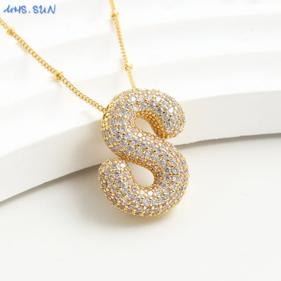 Diamond Bubble - Initial Necklace