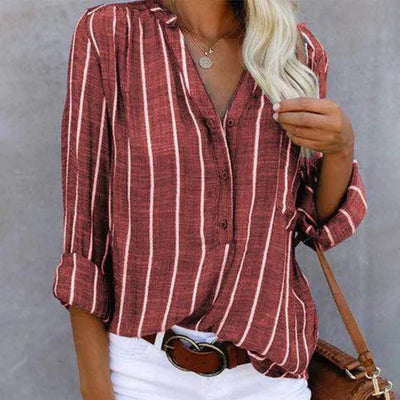 Bodil | Elegant Striped Long-Sleeve Spring Blouse