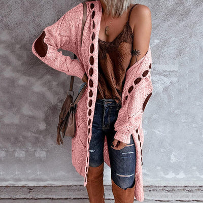 Evelyn | Stylish Long Knitted Cardigan - Cozy with Hood