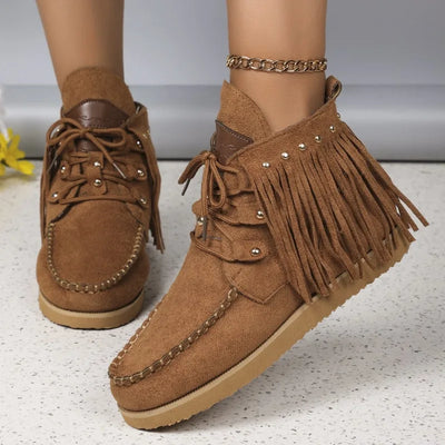 Orthopedic Flat Ankle Boots™ – Stylish Comfort with Frill Tassel