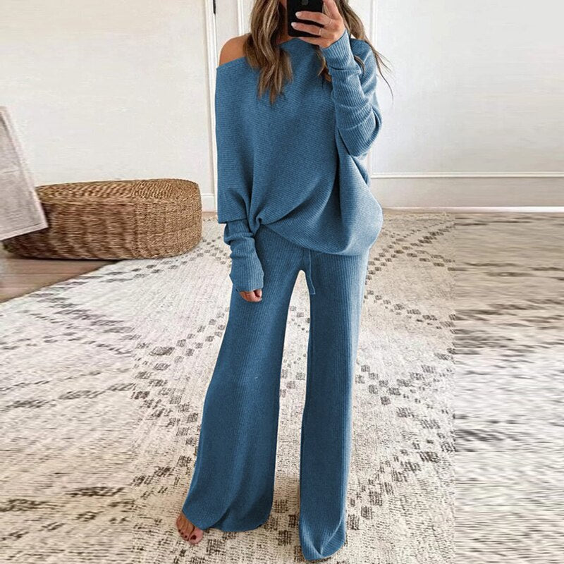 Adriana Loungewear Set | Cozy Sweater & Wide-Leg Pants for Ultimate Comfort