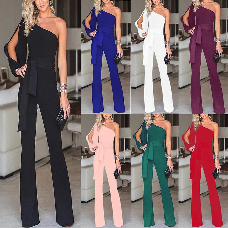 Maud One-Shoulder Jumpsuit | Elegant Flared Pants for Every Occasion