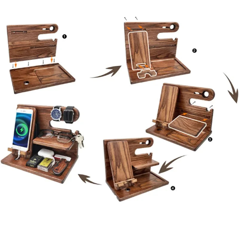 Wooden Phone Docking Station | Premium Organizer for Your Essentials