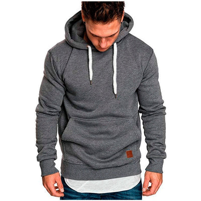 Casual Men's Hoodie – With Kangaroo Pocket and White Drawstring