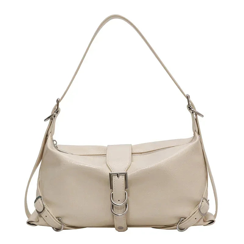 Fissile Soft Patent Shoulder Bag with Silver Charms – Stylish Women's Handbag